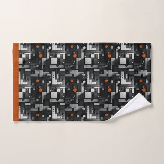 Modern zwart oranje grijs geometrisch bad handdoek (Handdoek)