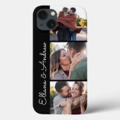 Modern zwart paar namen 3 foto collage Case-Mate iPhone case (Achterkant)