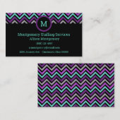 Modern zwart, Paars, roze, grijs en Blauwgroen. Ch Visitekaartje (Voorkant / Achterkant)