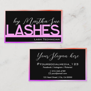 Modern Zwart Paarse Roze Ombre Beauty Lashes Ideeë Visitekaartje