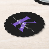 Modern zwart-Paarse scriptmonogram Kartonnen Onderzetters (Gekanteld)