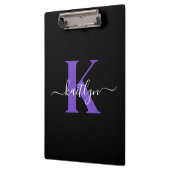 Modern zwart-Paarse scriptmonogram Klembord (Links)