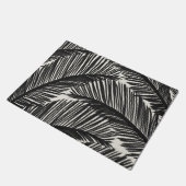 Modern zwart palm Leaf Tropical Pattern Deurmat (Schuin)