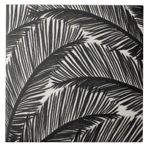 Modern zwart palm Leaf Tropical Pattern Tegeltje