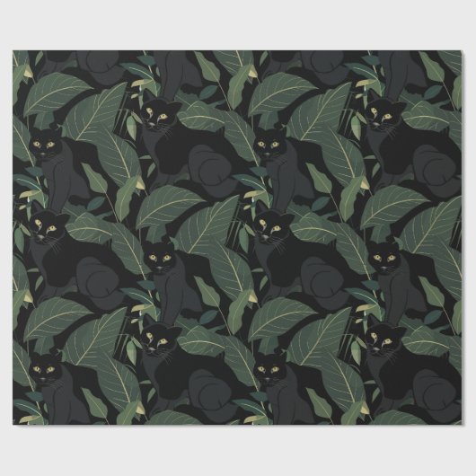 Modern zwart panter patroon cadeaupapier (Vlak)