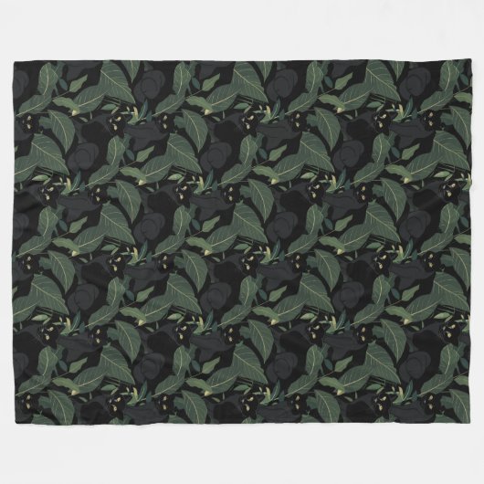 Modern zwart panter patroon fleece deken (Voorkant (Horizontaal))