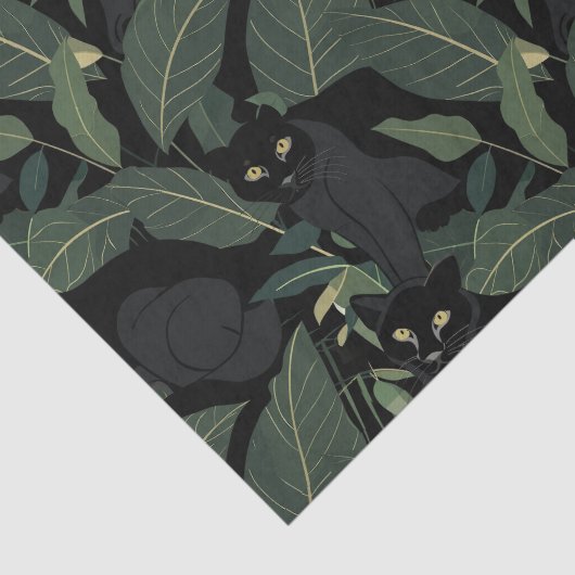 Modern zwart panter patroon tissuepapier (Detail)