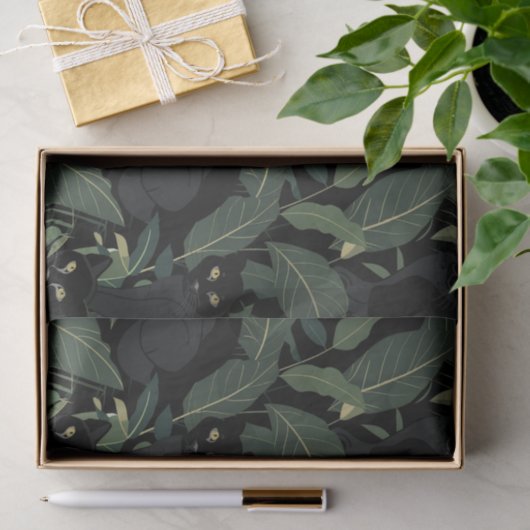 Modern zwart panter patroon tissuepapier (Geschenk)