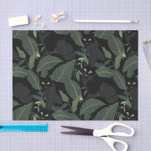 Modern zwart panter patroon tissuepapier (Craft)