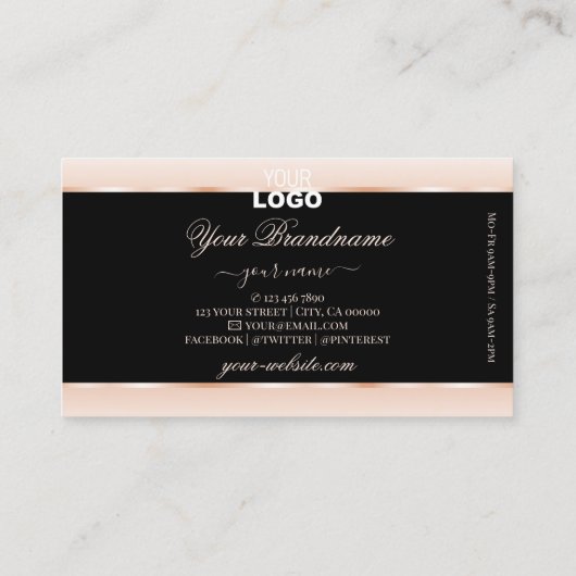 Modern Zwart Pastel Roze Ombre Ovaal Lijst en Logo Visitekaartje (Achterkant)