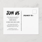 Modern zwart penseelscript, Afstuderen volledige f Uitnodiging Briefkaart (Achterkant)