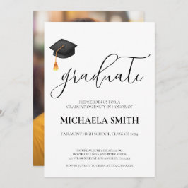 Modern Zwart Pet High School Foto Afstuderen Kaart
