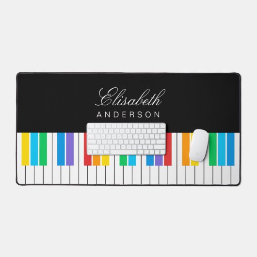 Modern zwart piano kleurrijk toetsenbord gepersona bureaumat (Keyboard & Muis)
