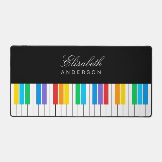 Modern zwart piano kleurrijk toetsenbord gepersona bureaumat (Voorkant)