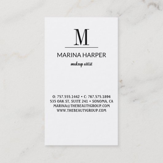 Modern Zwart Polka Dots Initiaal Sjabloon Visitekaartje (Achterkant)