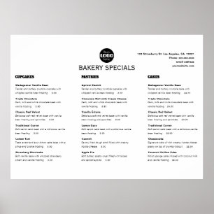 Modern Zwart Professioneel Restaurant Logo Menu Poster