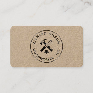 Modern zwart professioneel timmerman logo kraft visitekaartje