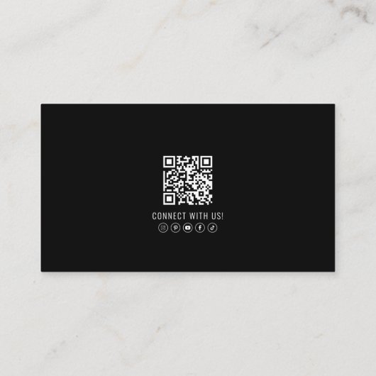 Modern Zwart Professionele QR Code Foto Logo Visitekaartje (Achterkant)
