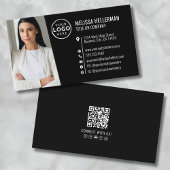 Modern Zwart Professionele QR Code Foto Logo Visitekaartje
