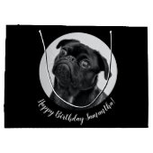 Modern Zwart Pug Your Dog Afbeelding Pet Circle Groot Cadeauzakje (Achterkant)