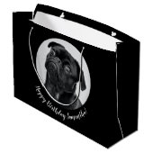 Modern Zwart Pug Your Dog Afbeelding Pet Circle Groot Cadeauzakje (Achterkant Gekanteld)