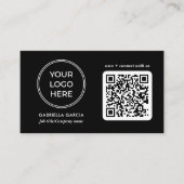 Modern Zwart QR-code Logo Visitekaartje (Voorkant)