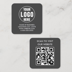 Modern Zwart QR-code Logo Zakelijk Vierkante Visitekaartje