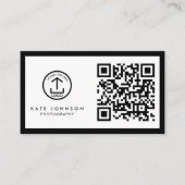Modern Zwart QR Code Zakelijk Logo Professional Visitekaartje (Voorkant)