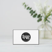 Modern Zwart Rand Wit Custom Minimalist Logo Visitekaartje (Staand voorkant)