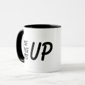 Modern Zwart Rise Wise Eyes Up Quote Mok (Voorkant links)