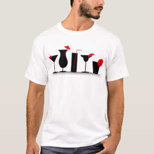 Modern Zwart Rode Cocktail Gemengde Drinken Tropis T-shirt
