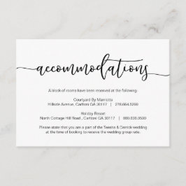 Modern Zwart romantisch lettertype, Accommodaties, Informatiekaartje