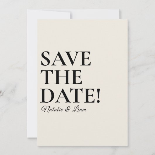 Modern Zwart & Romig Funky Bold Retro Bruiloft Save The Date (Voorkant)