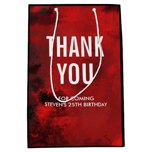 Modern Zwart & Rood Abstract - Dank u Medium Cadeauzakje (Voorkant)