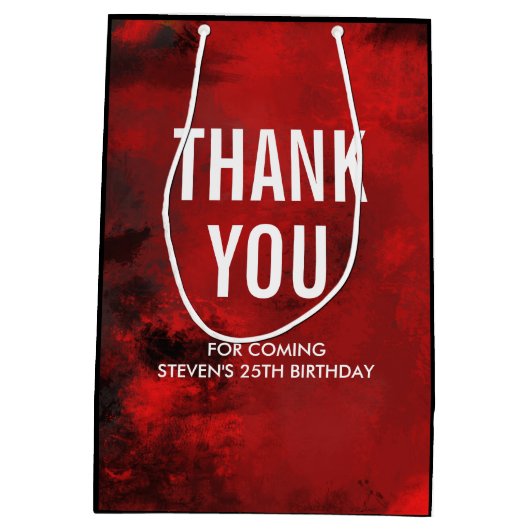 Modern Zwart & Rood Abstract - Dank u Medium Cadeauzakje (Achterkant)