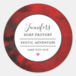 Modern Zwart & Rood Abstract Kaarsenzeepgeur Ronde Sticker