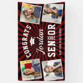 Modern Zwart Rood Afstuderen Klasse van 2024 FOTO Spandoek (Verticaal)