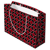 Modern zwart, rood en wit geruit groot cadeauzakje (Achterkant Gekanteld)