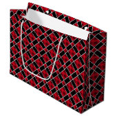 Modern zwart, rood en wit geruit groot cadeauzakje (Voorkant Gekanteld)