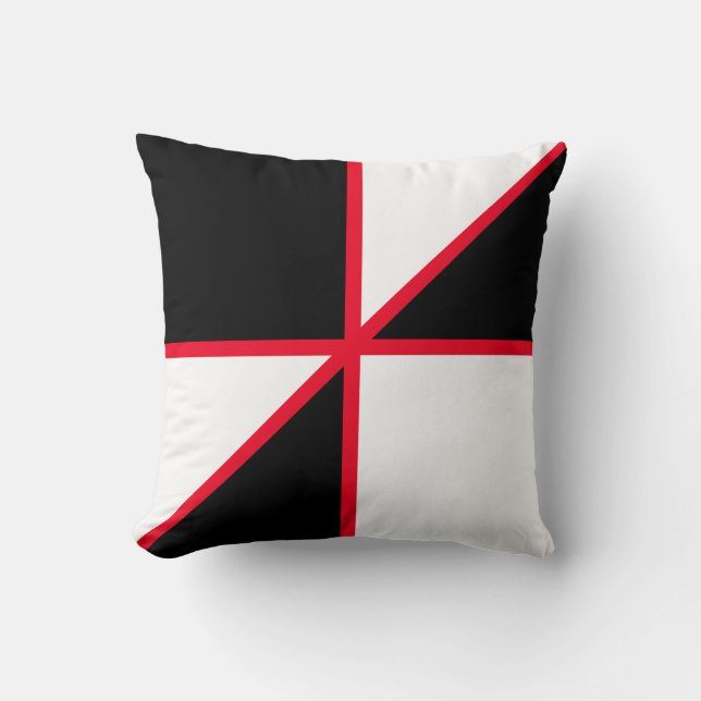 Modern Zwart Rood en Wit Kussen (Voorkant)