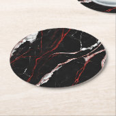 Modern zwart rood marmer ronde kartonnen onderzetter (Gebogen)