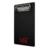 Modern Zwart Rood Monogram Initialen Mini Klembord (Angled2)
