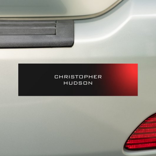 Modern Zwart Rood Plain Bumpersticker (Op auto)