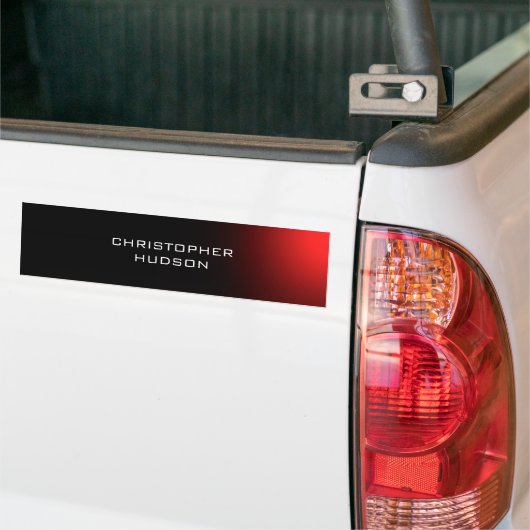 Modern Zwart Rood Plain Bumpersticker (Op Truck)