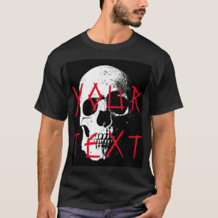 Modern Zwart Rood Schedel Horror Tekst Mannen Hall T-shirt
