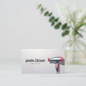 Modern Zwart & Rood Stijlvol Haar Stylist Visitekaartje (Staand voorkant)