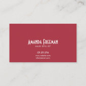 Modern Zwart & Rood Stijlvol Haar Stylist Visitekaartje (Achterkant)