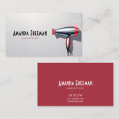 Modern Zwart & Rood Stijlvol Haar Stylist Visitekaartje (Voorkant / Achterkant)