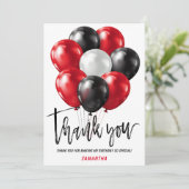 Modern Zwart Rood Verjaardag Dank u Kaarten (Staand voorkant)