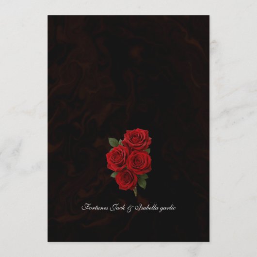 Modern Zwart & Rood Wijn Glas Trouw Menu Kaart (Achterkant)